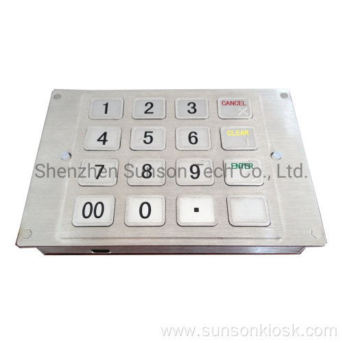 16-Key Stainless Anti-riot PCI Approved Encrypted PinPad